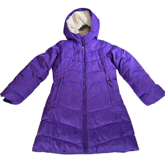 Lands' End Other - Lands End girls long purple fur lined puffer jacket. Size S 6-7. Heavyweight